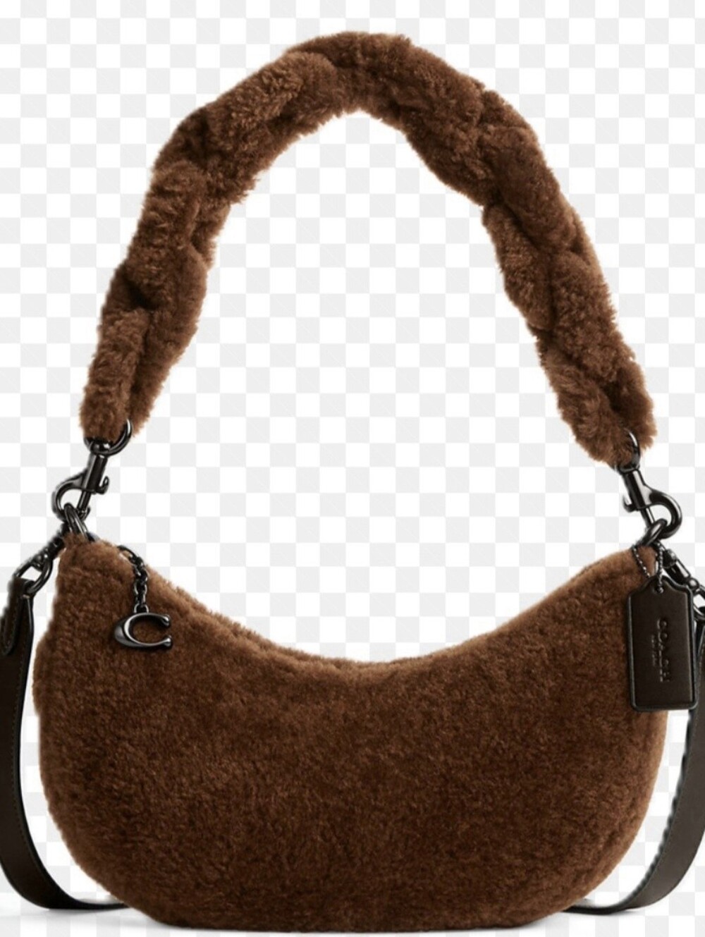 Coach Mira Shoulder Bag In Shearling Brown + Dust Bag + Crossbody Strap